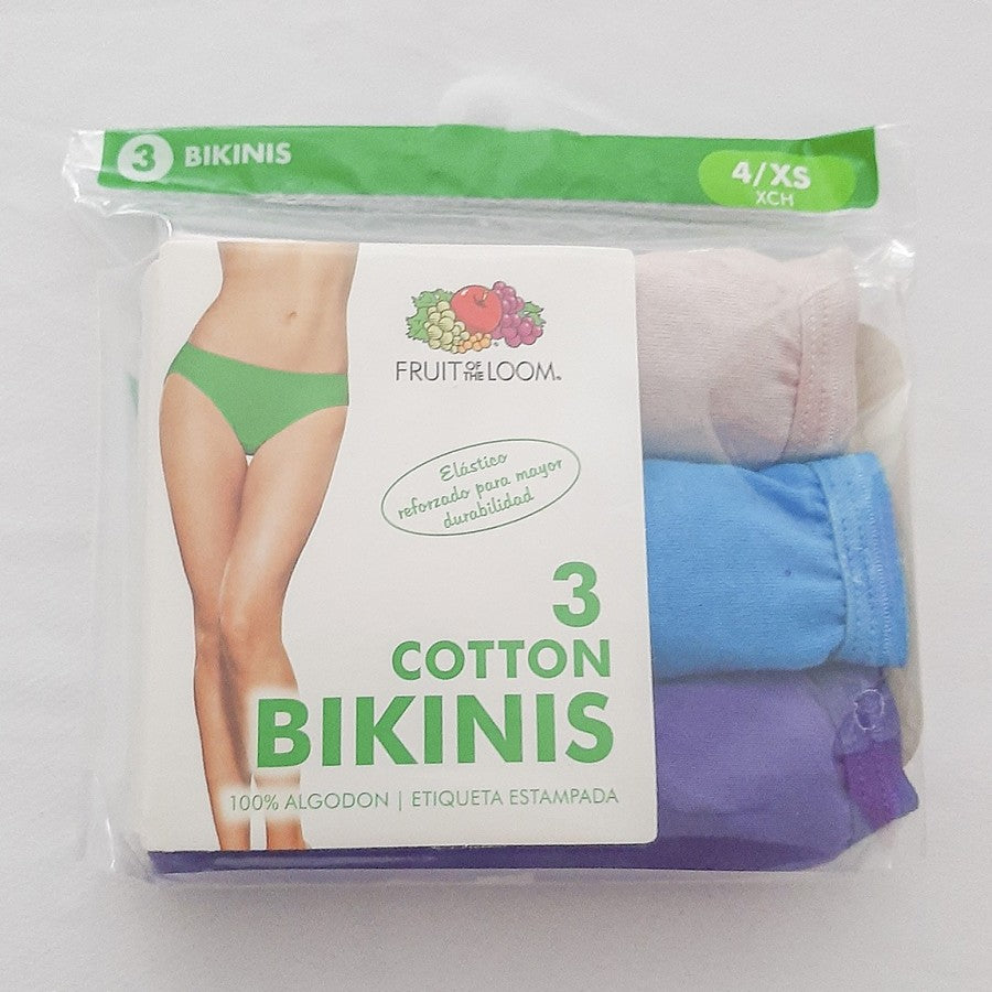 Paquete de 6 calzones de bikini elásticos de algodón para mujer